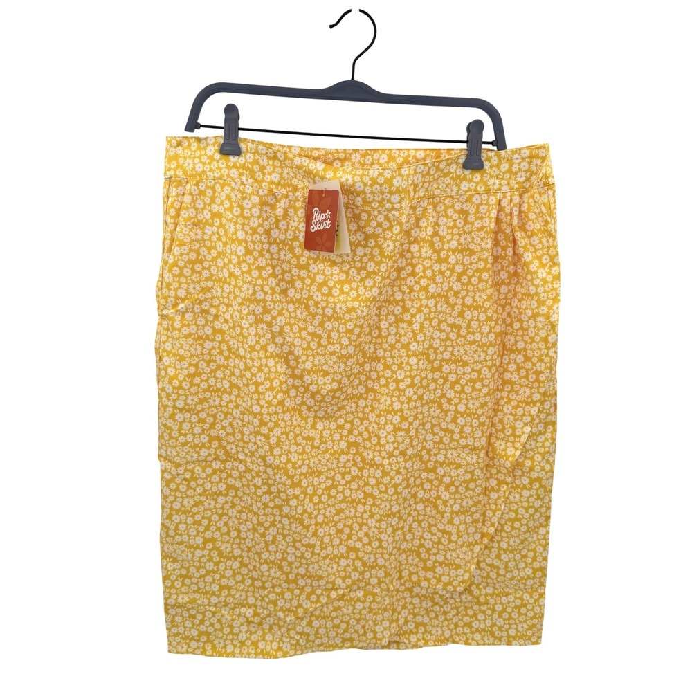 RipSkirt Hawaii Length 3 Wrap Skirt Ditsy Daisy Yellow Floral XL NWT 350